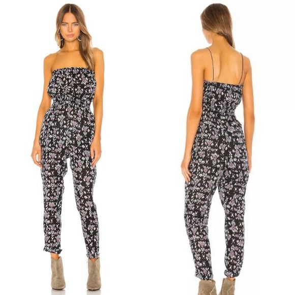Etoile Isabel Marant Timea Floral-Print Strapless Jumpsuit Size 10 - Picture 2 of 12